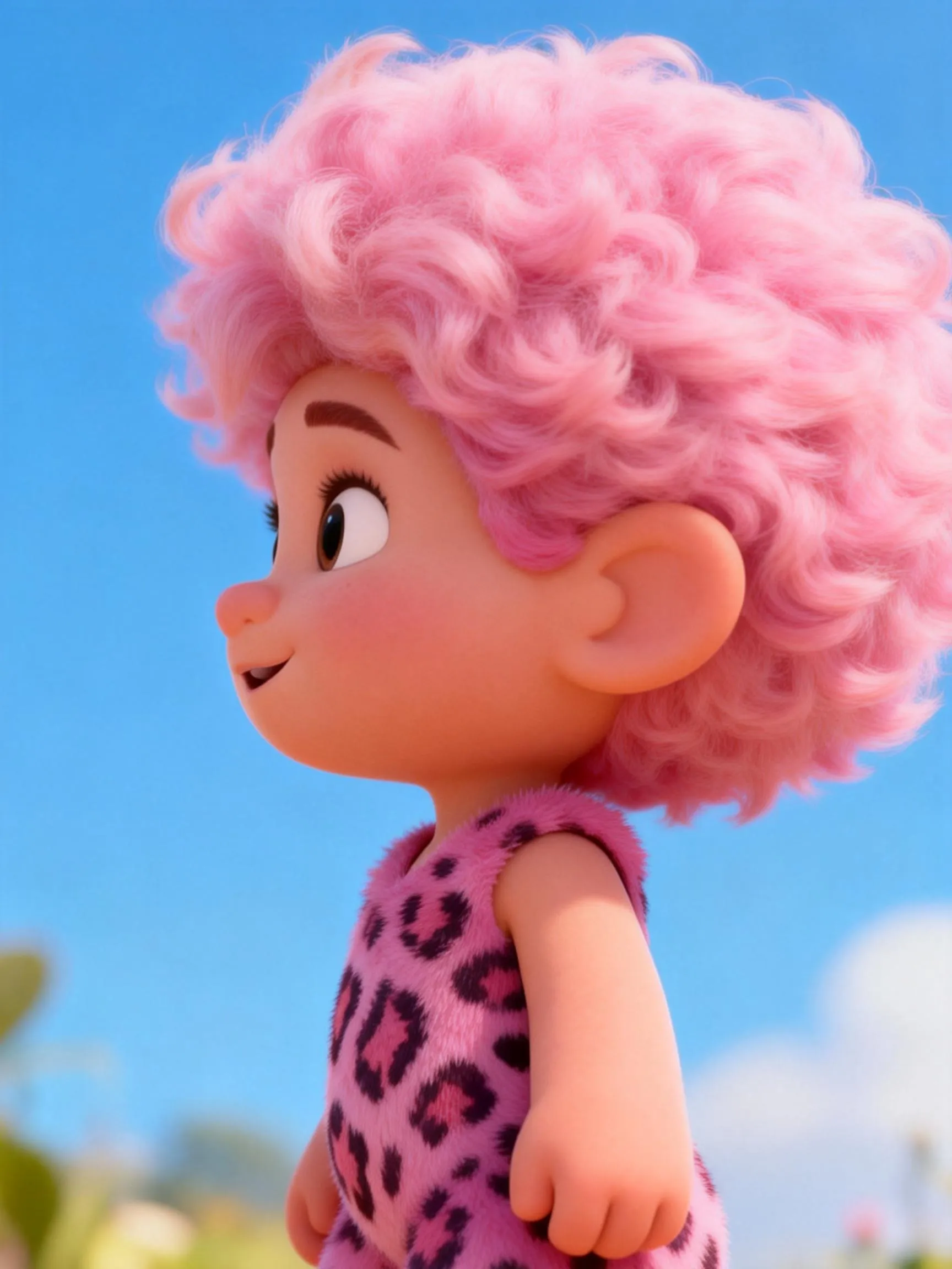 A cute girl @explorer with pink hair and a baby face